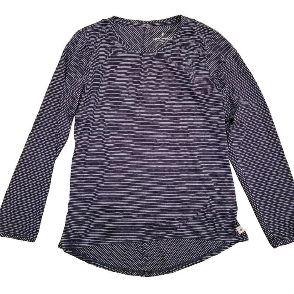 Royal Robbins Women's Striped Long Sleeve Top Size Large Blue Casual Travel Crew